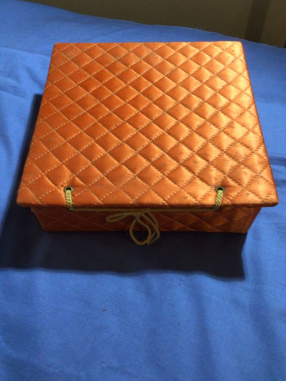 Quilted Orange Satin Hankie Box - Picture 3 of 5